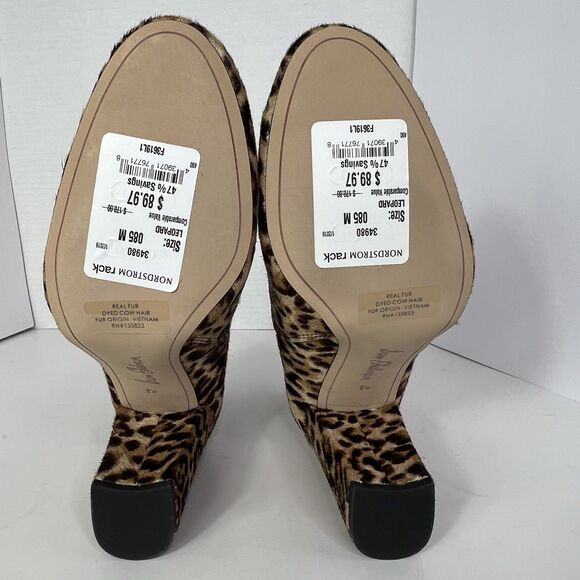 New Sam Edelman Bootie Size 8.5 Brown Leopard Calf Hair Chelsea Heels Boots - Picture 7 of 12